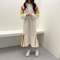 BY 미소 배색 프릴롱원피스 3color
