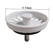 스트레이너 주방 싱크 스트레이너 퍼 콤보 바구니 표준 74mm 배수구 손잡이가있 플라스틱 바구니 마개, 한개옵션0
