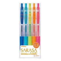 제브라 사라사 클립 중성펜 5색 세트 0.3 0.4 0.5 0.7mm, 0.4mm