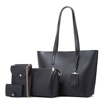 4PCS/세트 여성 모방 가죽 대형 핸드백 세트 캐주얼 상단 핸들 토트 어깨 가방 크로스 바디 파우치 가방 지갑 전화 가방 및 카드 홀더