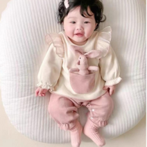 예쁜 여자 신생아우주복 베이비바디슈트 아기옷 봄 가을 긴팔 토끼 외출복 등원룩 쌍둥이옷 촬영룩 출산선물