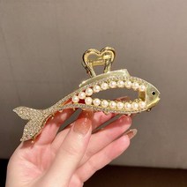 헤어핀 헤이집개 헤어악세사리 헤어엑세사리 헤어장식용품 진주 라인 석 캐치 클립 여성 여름 틈새 디자인 중공 물고기 고급 감각 다시 머리 디스크 상어 장식