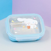 산리오 시나모롤 밀폐 사각 스텐도시락 320ml 분리형 국산, 1개