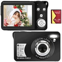 일본직발송 2. YISENCE 2.7K 디지털 카메라 디지털 카메라 컴팩트 카메라 4800만 화소수 YOUTUBE 카메라, One Size, DC9BK
