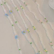 꽃 비즈 마스크 걸이 줄 고리 끈 스트랩 목걸이 투명 화이트 핑크 블루