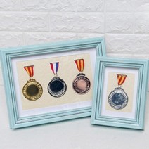 메달 보관함 진열대 배지 케이스 상장 마라톤 액자, A4(메달 3개 포함), 수란 + 검은색 바닥판