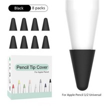 알리펜촉 펜촉 애플펜슬 호환 8pcs 실리콘 교체 팁 케이스 for apple pencil 1 2 generation mute touchscreen stylus pen case, 검은 색