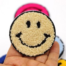 저스트윈 스마일 라운드 패치 타월 셔닐 자수 의류 아플리케 아이언 용품 장식 액세서리 5 개/묶음, [24] 카키색