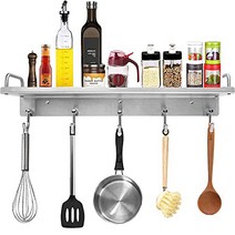 Spice Rack with Hooks Wall Mounted Audmore Stainless Steel Kitchen Utensil Storage Shelf Seasoning, 1