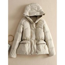 자석 단추 스트링 아웃 포켓 덕다운 숏패딩