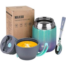 써모스 도시락 보온 식품 용기 17온스 스푼 세트 Food Jar Set, A-1 팩-레인보우