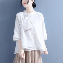 여성 7부 소매 자수 상의 생활한복 개량한복 상의