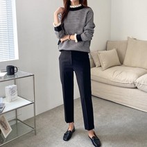 여자 여성스런 여친룩 체크 데일리 니트 티셔츠