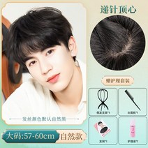 정수리 m자 인모 볼륨업 가발 윗머리 엠자 중년 투블럭 아빠 대머리 항균망 군인 앞머리 인모 커버 커트, b스타일 빅사이즈