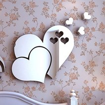 스마트 디지털 룸미러블랙박스 빌트인 3D 미러 러브 하트 벽 스티커 데칼 DIY 홈 룸 이동식 아트 벽화 장식 골드 실버 레드 블랙 최신, 04 은