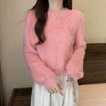 쇼트 인조밍크털 스웨터 코트 여성 니트 카디건 4C471