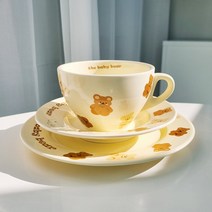 베이비 베어 컵앤소서 플레이트 세트 귀여운 곰돌이 찻잔세트 디저트접시 홈세트