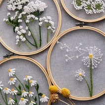 DIY 스킬자수 만들기 수제 십자수 세트 집순이 집콕 방콕 취미 키트, 3-십자수-흰작은꽃