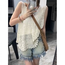 코바늘조끼 펀칭 여성 모리룩 뷔스티에 베스트 여름 나시