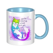 세트 예쁜 찻잔당신은 강하고 똑똑하며 이것을 얻었습니다! Snuggly Kitty Yerba Mate 커피 컵 세트 맞춤형, 06 Sky Blue_01 301-400ml