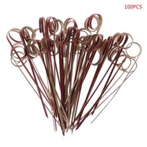 100pcs 손가락 일회용 대나무 과일 디저트 픽 포크 사인 칵테일 스틱, 빨간색