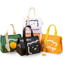 1+1 보냉가방 보온 도시락 가방 미니 보냉백 4color, 블랙, 화이트