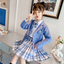 여자 JK 유니폼 2021 봄과 가을 중반 -자녀의 서양 소녀 소녀 초등학교 학생 대학 윈드 슈트 짧은 치마