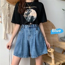여성 반바지 데님 린넨 숏팬츠 와이드 카고 여름 레그 버튼 빈티지 워싱 하이 웨이스트 솔리드 a 라인 루즈 올 매치 BF Ulzzang Slim Chic