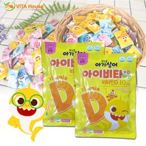 비타하우스 핑크퐁 아기상어 아이비타 D + 아연 80정 비타민 유아 캔디 복숭아맛