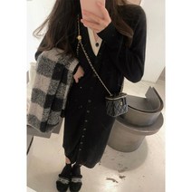 (바니뉴욕)22/FW 멋스러운간지룩- 박시핏 이중V넥 앞단추 롱 롱 니트가디건-오피스룩