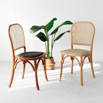 인블루가구 곡목라탄 쿠션방석 인테리어 라탄의자 카페체어, 월넛