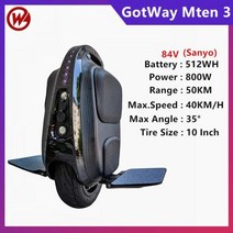 2023신형 외발전동휠 AS가능 새로운 오리지널 Gotway Begode Mten3 모델 10 "전기 외발 자전거 800W, 02 Mten 84V 512WH, 한개옵션1