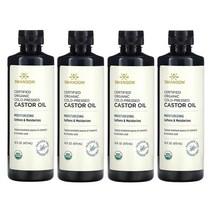 스완슨 유기농 인증 냉압착 캐스터오일 473ml(16fl oz), 4팩, 473ml