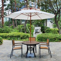 율율파라솔 튼튼한 국산 파라솔 우드 휴대용 대형 특대형 캠핑 카페 야외 옥상 감성 모래놀이 비치, 2단특대형(우드브라운), 아이보리