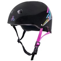 트리플 에이트 스케이트보드 BMX 롤러 스케이팅 헬멧, Black Lightning Hologram, X-Small / Small