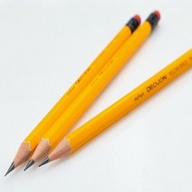 문화 더존 옐로우 HB 연필 12개 지우개달린 연필 지우개 미술용, 기본