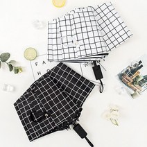UV 8골 4단 자외선 차단 체크 격자 미니 포켓 초경량 수동우산 98cm 예쁜양산 암막우산 판촉물 선물