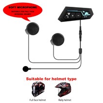 Motorcycle Bluetooth 5.0 Helmet Intercom Wireless Hands-Free Telephone Call Kit Stereo Anti-Interfer, 02 Soft mic