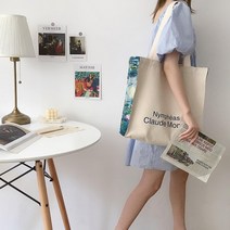 여성용 캔버스 숄더백 러브 철학 데일리 쇼핑백 유화 책 가방 두꺼운 면 천 핸드백 여성용 토트