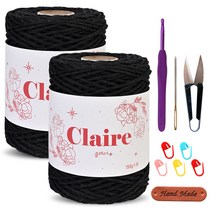 클레어실(150g)x2볼+코바늘8/0호+돗바늘+단수링5개+쪽가위+핸드메이드라벨1개, 02_블랙
