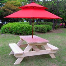 [이베스타] A형 야외테이블/원목/파라솔별도/도색/무도색/4인/6인/8인, 6인 무도색(5자-1500mm)