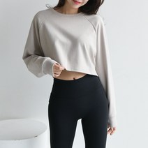 라운드넥 크롭 맨투맨 트레이닝 요가 커버업 티셔츠