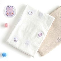 퀼트가게대폭 면20수 바이오워싱 광목 자수 토끼 천 원, 백아이보리토끼