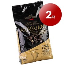 Valrhona 발로나 프랑스 정통 72% 아라과니 퓨어 커버추어 다크 초콜릿 빈 3kg Araguani chocolat noir couverture fves, 2팩