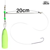 갈치 풀치 낚시 텐빈 편대 속공 오모리그 천평 멀티 선상채비 20cm, T형 야광, 1개