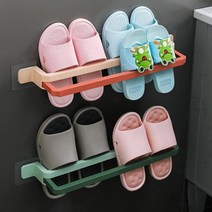 부착식 슬리퍼 욕실화 거치대 실내화 걸이 정리대, 화이트