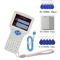 10 주파수 RFID 복사기 ID IC 리더 라이터 암호화 된 프로그래머 USB NFC 태그 키 카드 M1 13.56MHZ 영, [01] package 1