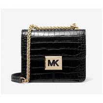 Michael Kors Sonia Small Croc Embossed Faux Leather Shoulder Bag Black $378