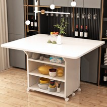 홈바수납장 이동식 아일랜드 식탁 베이킹작업대 보조조리, 흰색120x72이동식접이식테이블