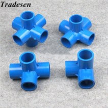 선홈통 PVC 알루미늄 1Pcs PVC I.D20mm 25mm 32mm 3 차원 파이프 피팅 홈 정원 관개 프레임 심기 물 튜브, 02 Blue_02 4 Way_02 I.D25mm